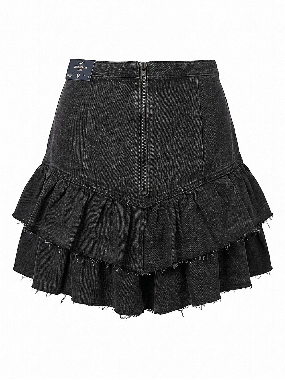 NWT! Hollister Ultra High Waist Tiered Ruffle Denim Skirt - Black